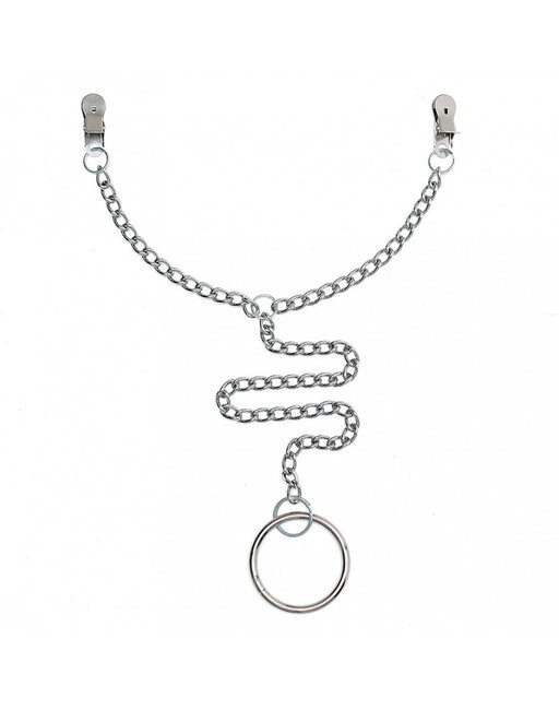 Rimba Bondage Play - Metalen Tepelklemmen Met Ketting En Scrotum Ring Ø 50 mm-Erotiekvoordeel.nl