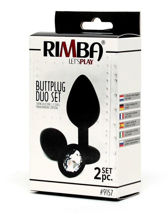 Rimba - Buttplug Duo Set Siliconen Met Kristal-Erotiekvoordeel.nl