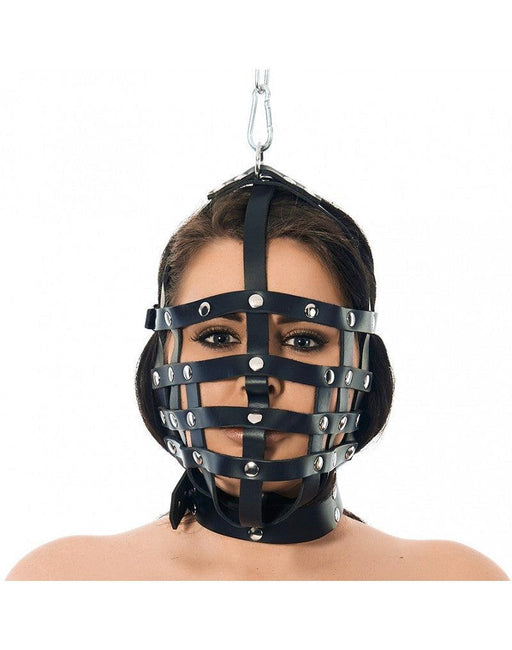 Rimba - Leren Muilkorf - Hoofdmasker Met Ring Boven - Hoofdbondage-Erotiekvoordeel.nl