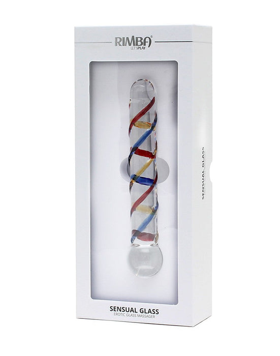 Rimba - Sensual Glass - Glazen Dildo Rachella - Transparant/Rood/Blauw/Geel-Erotiekvoordeel.nl