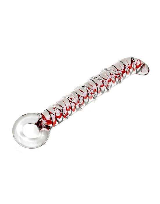 Rimba - Sensual Glass - Glazen Dildo Sammy - Transparant/Rood/Zwart-Erotiekvoordeel.nl