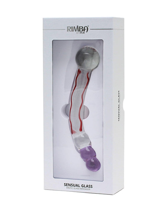 Rimba - Sensual Glass - Glazen Dildo Tania - Transparant/Rood/Lila-Erotiekvoordeel.nl