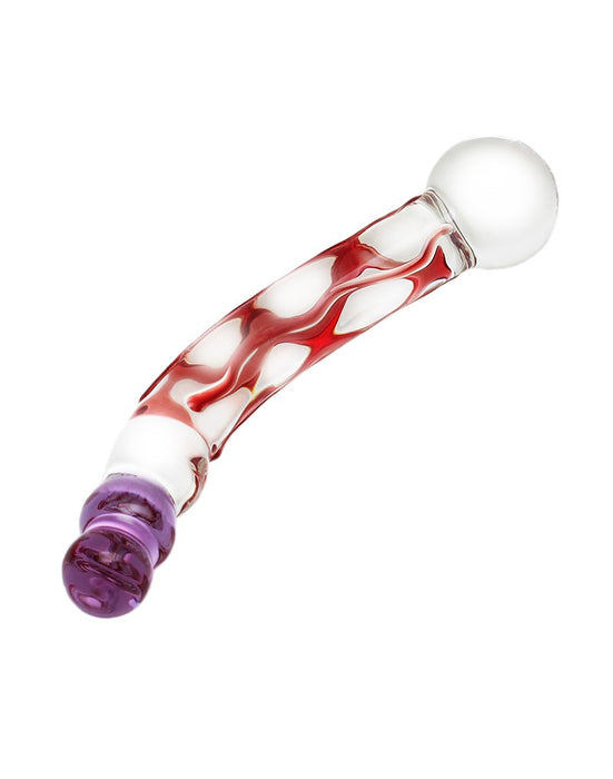 Rimba - Sensual Glass - Glazen Dildo Tania - Transparant/Rood/Lila-Erotiekvoordeel.nl