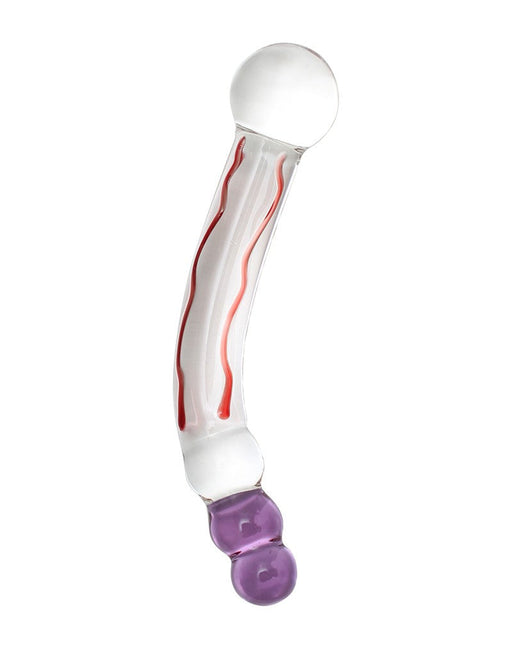 Rimba - Sensual Glass - Glazen Dildo Tania - Transparant/Rood/Lila-Erotiekvoordeel.nl