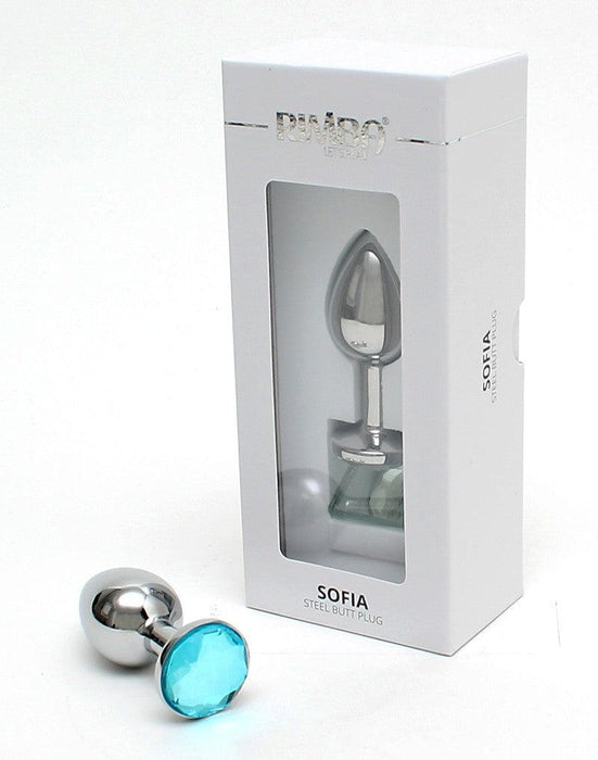 Rimba - Sofia - Metalen Buttplug Met Kristal - Blauw-Erotiekvoordeel.nl