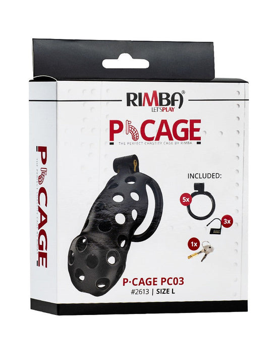 Rimba Toys - P-Cage PC03 - Kunststof Kuisheidskooi - Peniskooi - Chastity - Zwart -Erotiekvoordeel.nl