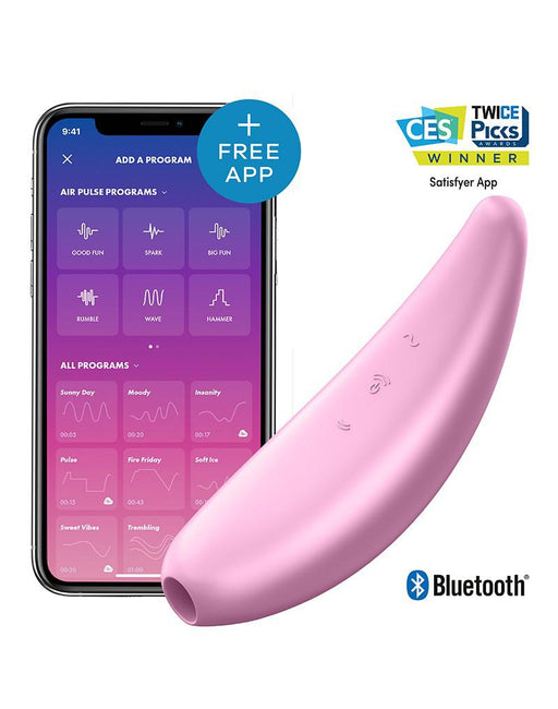 Satisfyer - Curvy 3+ pink App Controlled luchtdruk opleg Vibrator-Erotiekvoordeel.nl