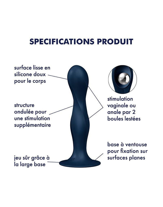 Satisfyer - Double Ball-R - Verzwaarde Dildo met Bewegende Metalen Kogels - Blauw-Erotiekvoordeel.nl