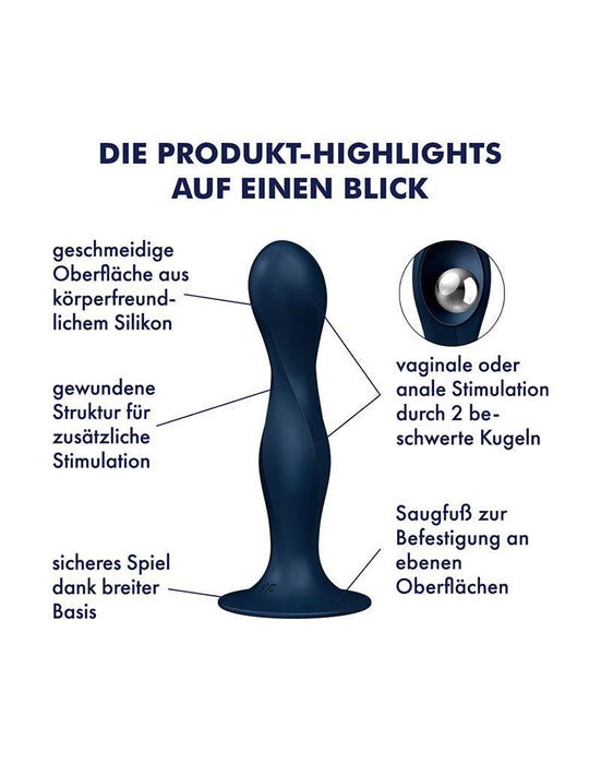 Satisfyer - Double Ball-R - Verzwaarde Dildo met Bewegende Metalen Kogels - Blauw-Erotiekvoordeel.nl