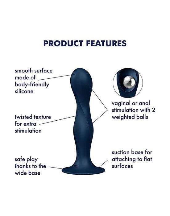 Satisfyer - Double Ball-R - Verzwaarde Dildo met Bewegende Metalen Kogels - Blauw-Erotiekvoordeel.nl