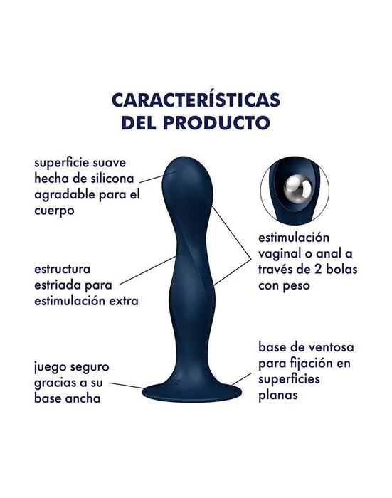 Satisfyer - Double Ball-R - Verzwaarde Dildo met Bewegende Metalen Kogels - Blauw-Erotiekvoordeel.nl