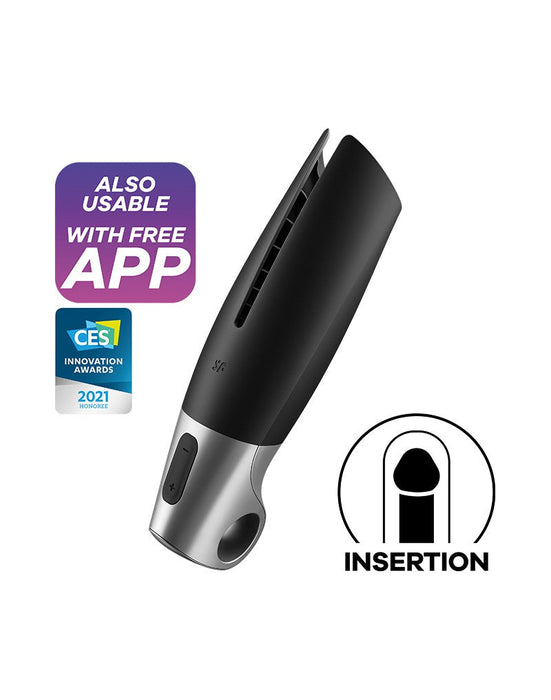 Satisfyer - Power Masturbator - Met App Control - Zwart/Zilver-Erotiekvoordeel.nl