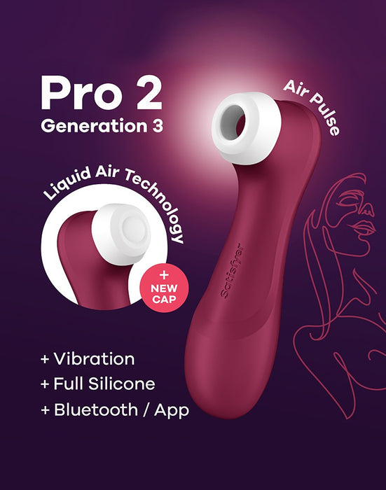 Satisfyer - Pro 2 Generation 3 - Luchtdruk Vibrator - Met App Control - Rood-Erotiekvoordeel.nl