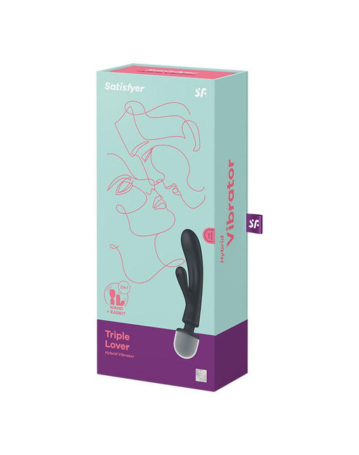 Satisfyer - Triple Lover - 2-in-1 Wand en Rabbit Vibrator - Zwart-Erotiekvoordeel.nl