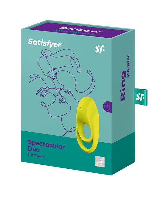 Satisfyer - Vibrerende Cockring Met Partner Stimulator - Koppel Vibrator Spectacular Duo - Geel-Erotiekvoordeel.nl