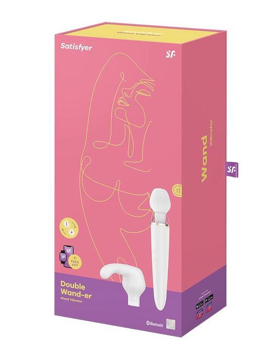 Satisfyer - Wand Vibrator Double Wand-er Met App Control - Wit-Erotiekvoordeel.nl