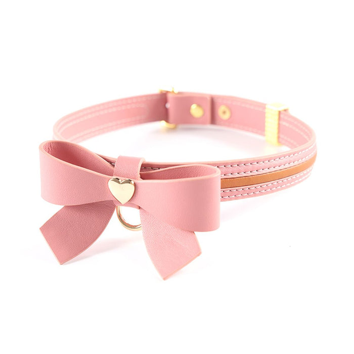 Sevanda - Love Heart Butterfly - Vegan Lederen Collar met Leiband - Roze-Erotiekvoordeel.nl