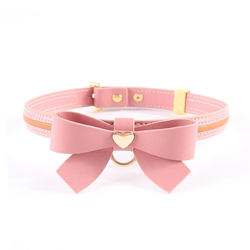 Sevanda - Love Heart Butterfly - Vegan Lederen Collar met Leiband - Roze-Erotiekvoordeel.nl