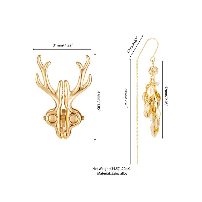 Sevanda - Stag - Tepelklemmen met Hertengewei en Hanger - Goud-Erotiekvoordeel.nl