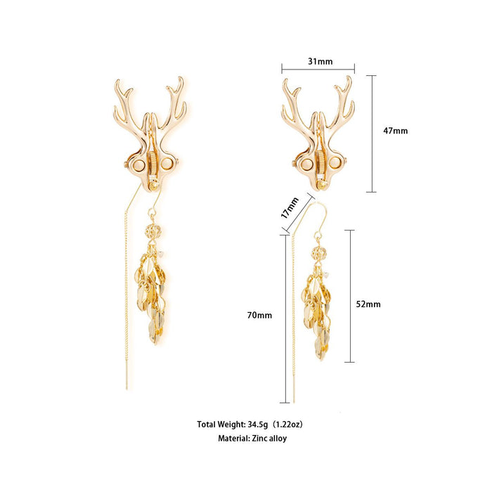 Sevanda - Stag - Tepelklemmen met Hertengewei en Hanger - Goud-Erotiekvoordeel.nl