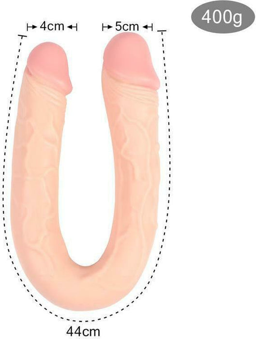 Shequ - Harold - Dubbele Dildo - PVC - 46 cm - Lichte Huidskleur-Erotiekvoordeel.nl