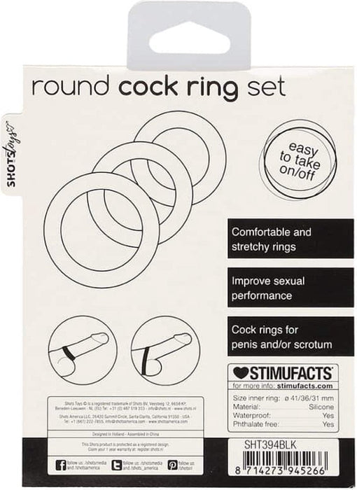 Shots Toys - Ronde Cockring Set - 3 Stuks - Zwart-Erotiekvoordeel.nl