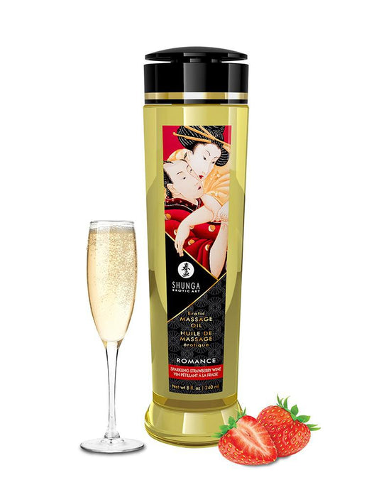 Shunga - Massageolie - Romance Sparkling StrawBerry - 240 ml-Erotiekvoordeel.nl