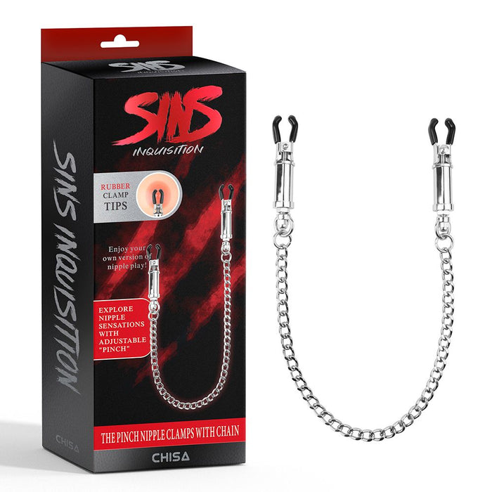 Sins Inquisition - The Pinch Tepelklemmen Met Ketting - Verstelbaar - Zilver-Erotiekvoordeel.nl