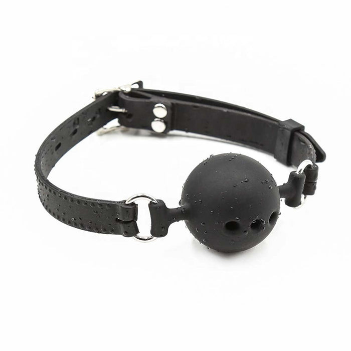 Smart Moves - Ball Gag met Gaatjes - PU Leder - Zwart-Erotiekvoordeel.nl