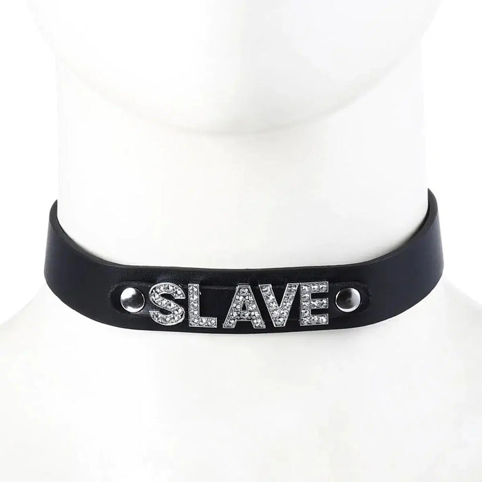 Smart Moves - Collar met Strass Letters SLAVE - Zwart-Erotiekvoordeel.nl