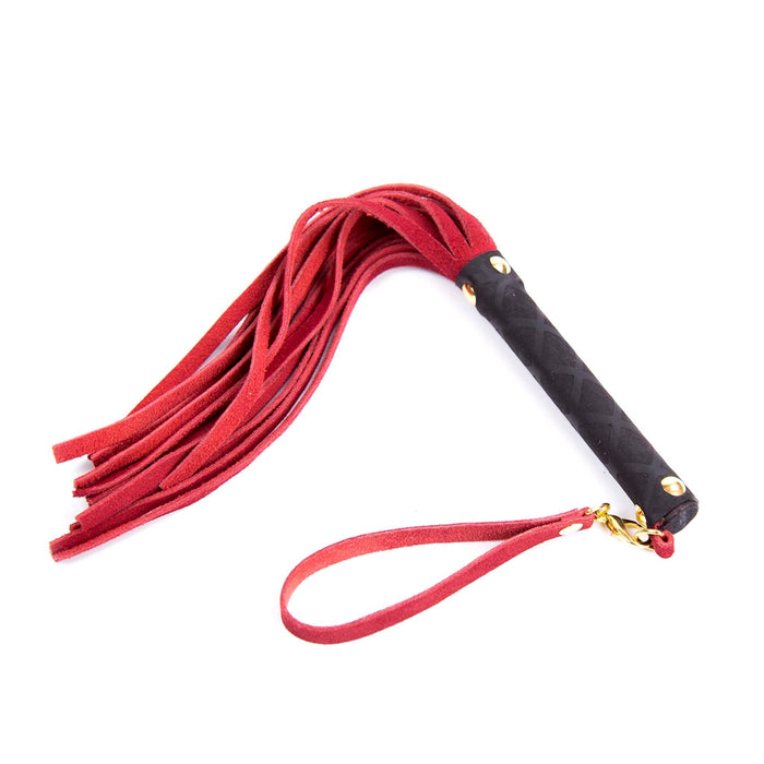 Smart Moves - Lederen Flogger - 27 cm - Zwart/Rood-Erotiekvoordeel.nl