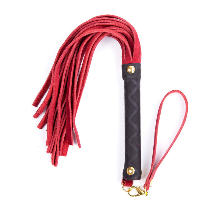 Smart Moves - Lederen Flogger - 27 cm - Zwart/Rood-Erotiekvoordeel.nl