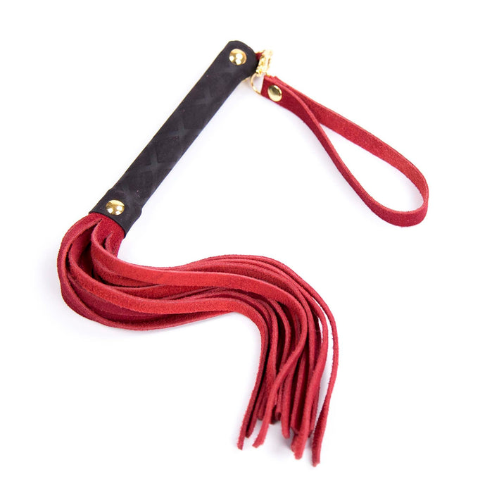 Smart Moves - Lederen Flogger - 27 cm - Zwart/Rood-Erotiekvoordeel.nl