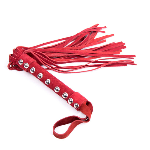 Smart Moves - Lederen Flogger met Studs - 38 cm - Rood-Erotiekvoordeel.nl