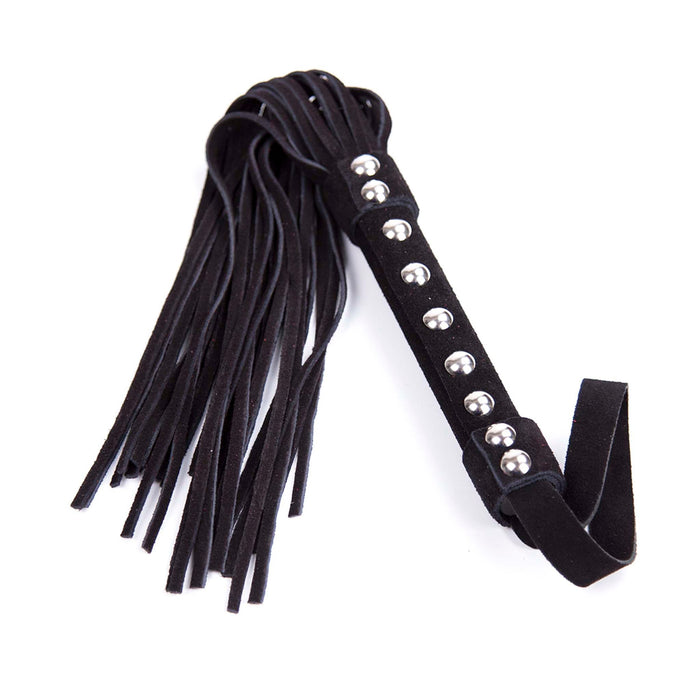 Smart Moves - Lederen Flogger met Studs - 39 cm - Zwart-Erotiekvoordeel.nl