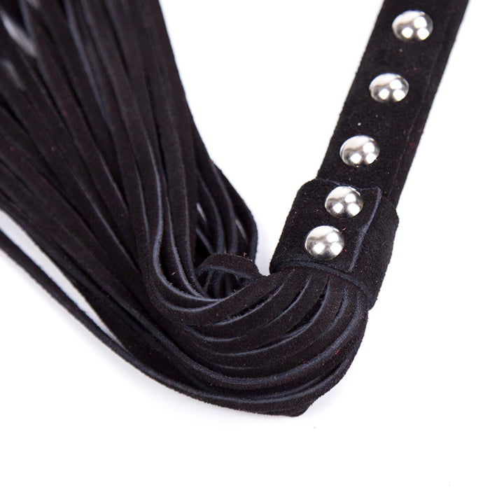 Smart Moves - Lederen Flogger met Studs - 39 cm - Zwart-Erotiekvoordeel.nl