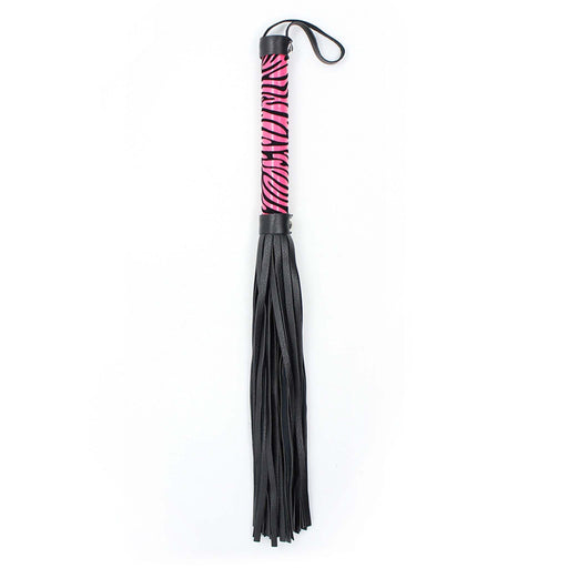 Smart Moves - Leopard Flogger - 38 cm - Zwart/Roze-Erotiekvoordeel.nl