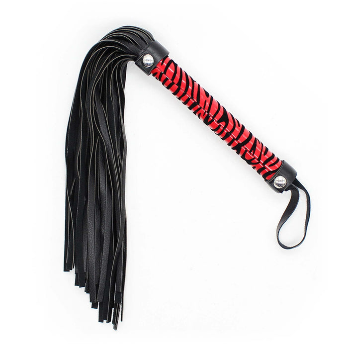 Smart Moves - Leopard Flogger - 39 cm - Zwart/Rood-Erotiekvoordeel.nl