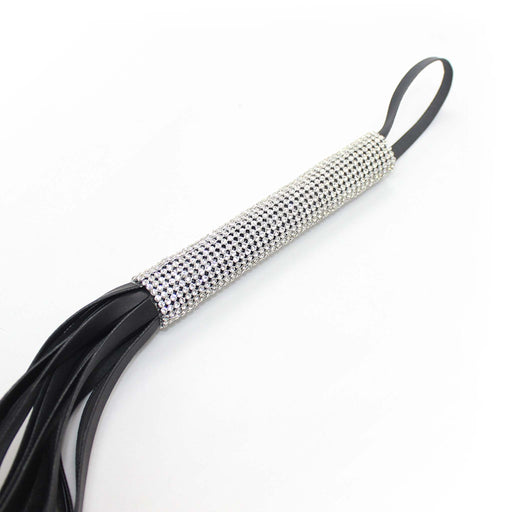 Smart Moves - PU Flogger met Diamantjes Handvat - 70 cm - Zwart-Erotiekvoordeel.nl