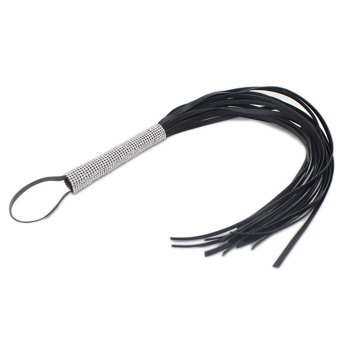 Smart Moves - PU Flogger met Diamantjes Handvat - 70 cm - Zwart-Erotiekvoordeel.nl