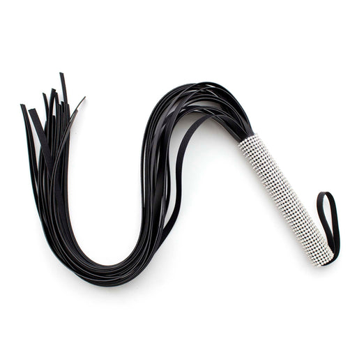 Smart Moves - PU Flogger met Diamantjes Handvat - 70 cm - Zwart-Erotiekvoordeel.nl