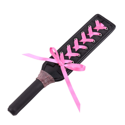 Smart Moves - Paddle - 36 cm Diamanten - Zwart met Roze Lint-Erotiekvoordeel.nl