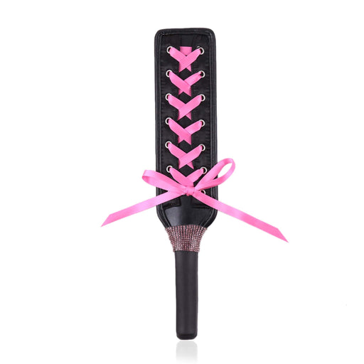 Smart Moves - Paddle - 36 cm Diamanten - Zwart met Roze Lint-Erotiekvoordeel.nl