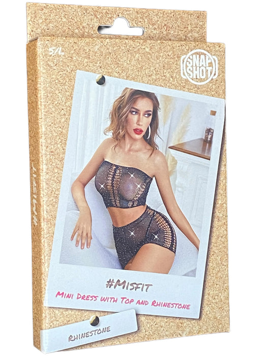 Snapshot - #misfit - Rokje met Top en Strass steentjes - One Size - Zwart-Erotiekvoordeel.nl