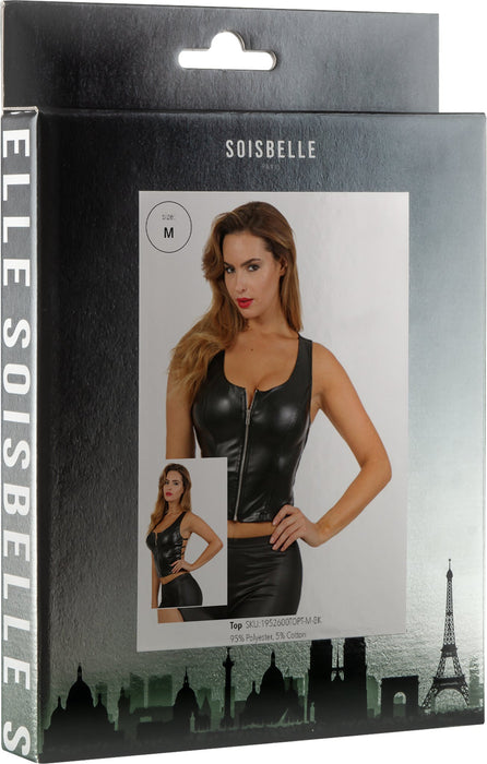 Soisbelle Paris - Wetlook Top - Gekruiste Rugbandjes - Zwart-Erotiekvoordeel.nl