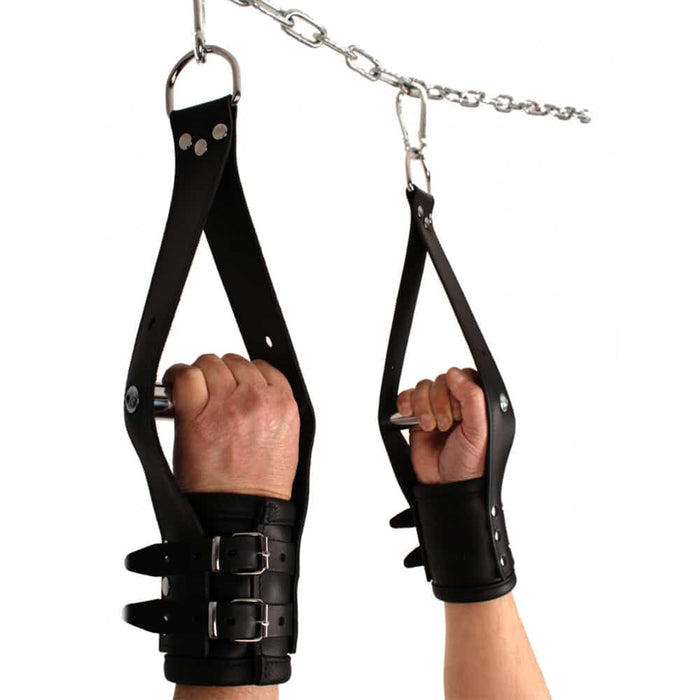 Sparta Toys - DeLuxe Suspension Handboeien - Leder - Zwart-Erotiekvoordeel.nl