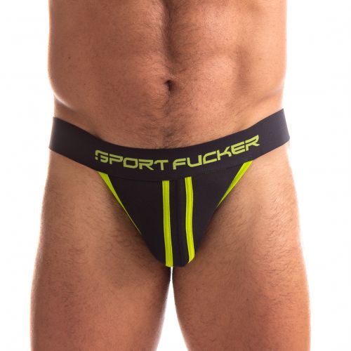 Sport Fucker - Jersey Jockstrap Herenslip - Zwart/Geel-Erotiekvoordeel.nl