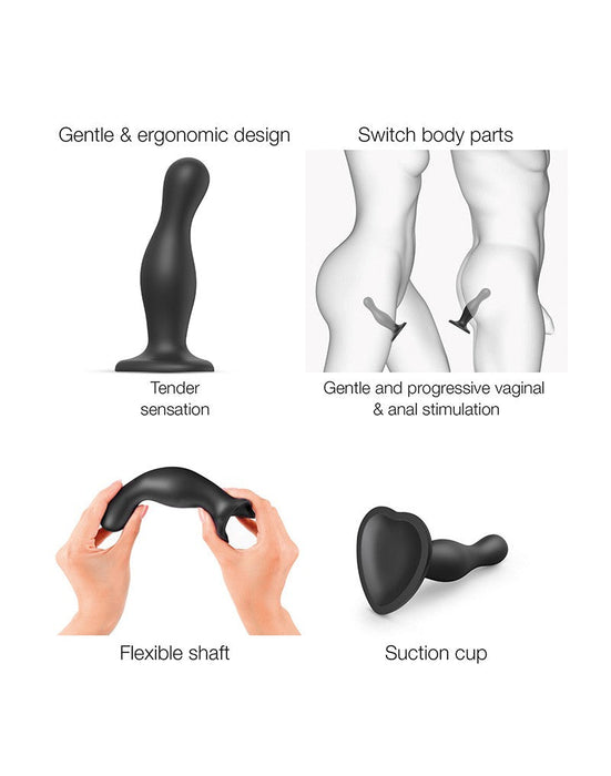 Strap-On-Me - Dildo Plug Curvy - Zwart-Erotiekvoordeel.nl