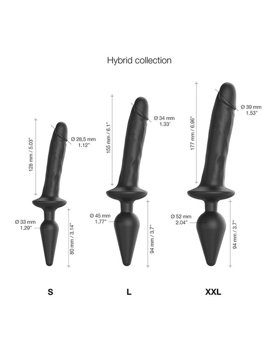 Strap-On-Me - Realistische Switch Plug-In - 2-in-1 Dildo & Buttplug - Zwart-Erotiekvoordeel.nl