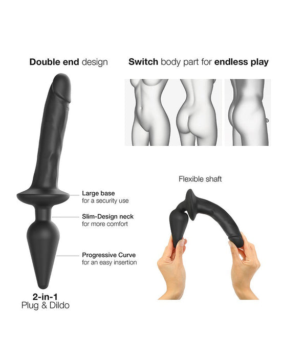 Strap-On-Me - Realistische Switch Plug-In - 2-in-1 Dildo & Buttplug - Zwart-Erotiekvoordeel.nl